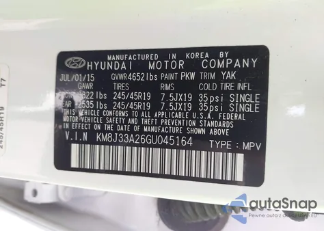 2016 Hyundai Tucson Sport from USA, damaged, VIN KM8J33A26GU045164